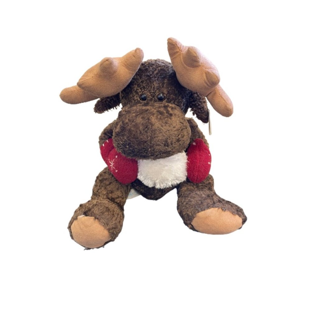 Wishpets Brown Moose Plush Red Mittens Stuffed Animal